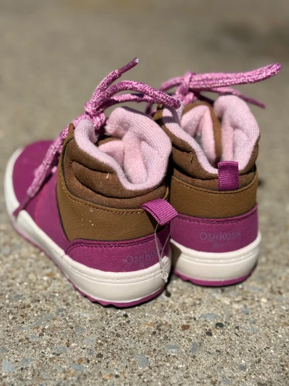 OshKosh Wistman Girls 5M Pink Brown High Top Boots Mini Gorpcore Hikers Y2K4137
